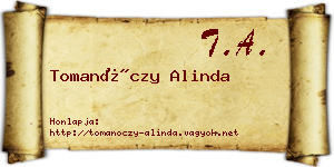 Tomanóczy Alinda névjegykártya